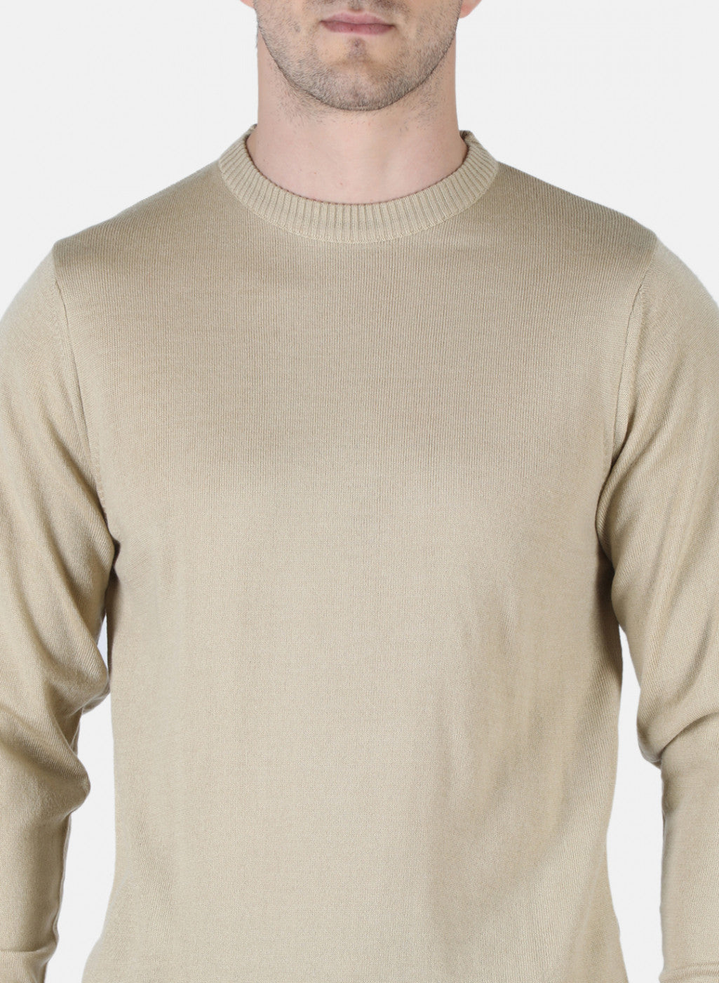 Men Beige Solid Pullover