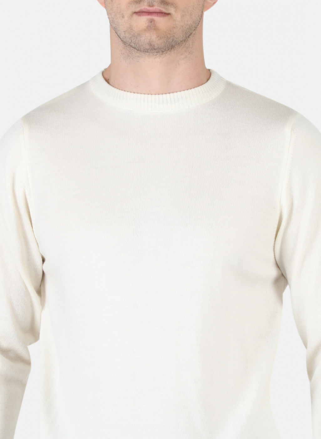 Men Off White Solid Pullover