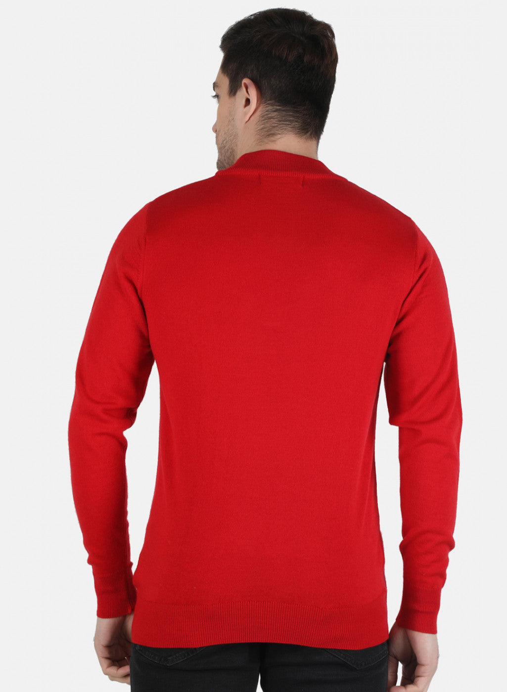 Men Red Solid Pullover