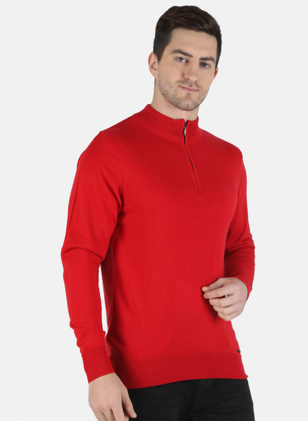 Men Red Solid Pullover