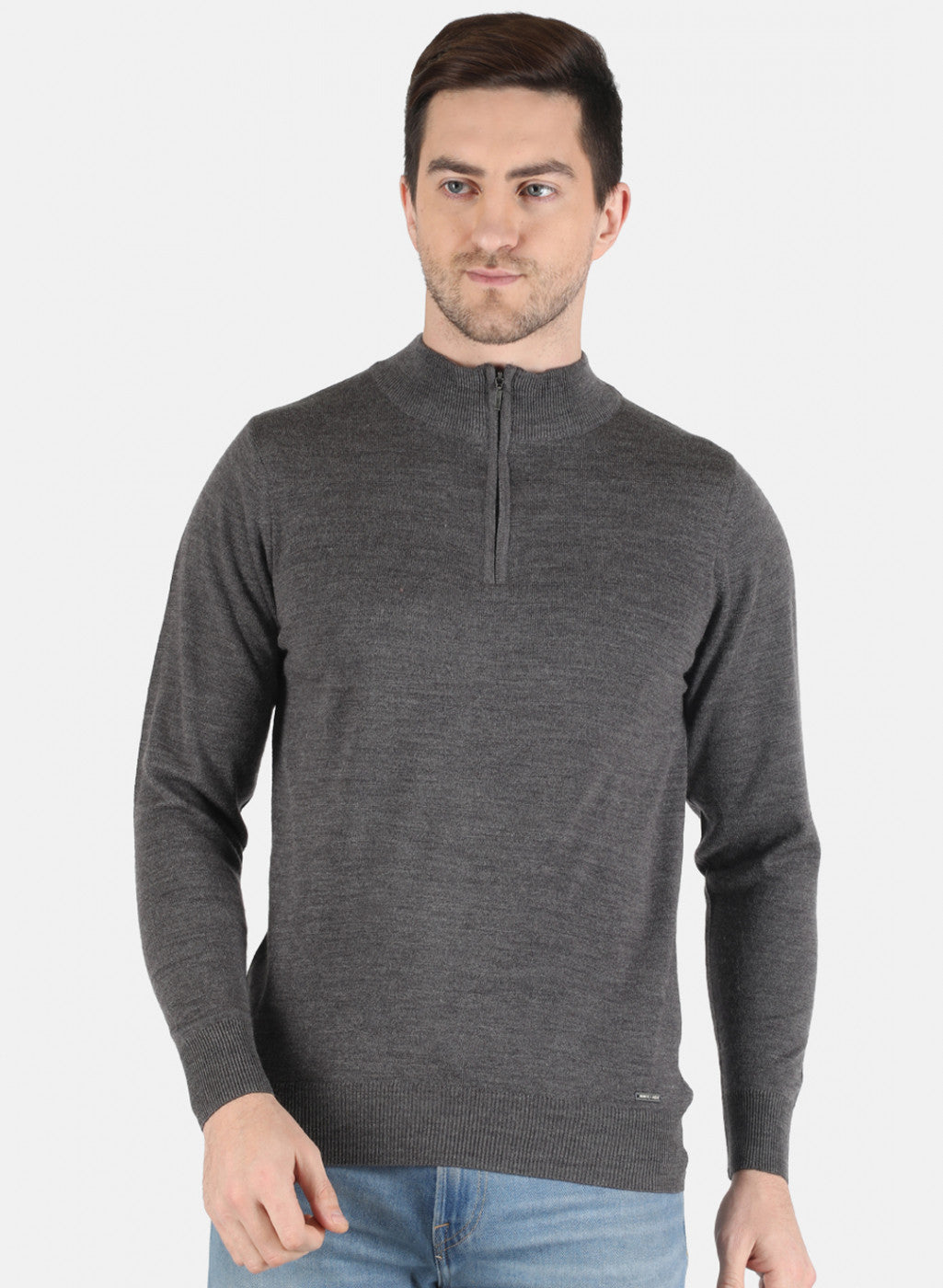 Men Grey Solid Pullover