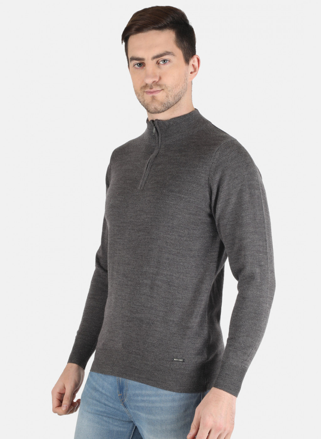 Men Grey Solid Pullover