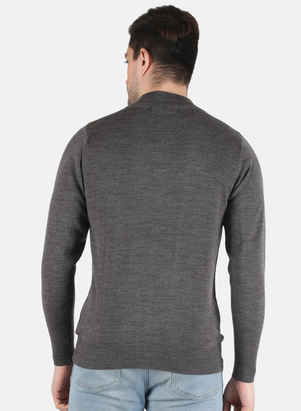 Men Grey Solid Pullover