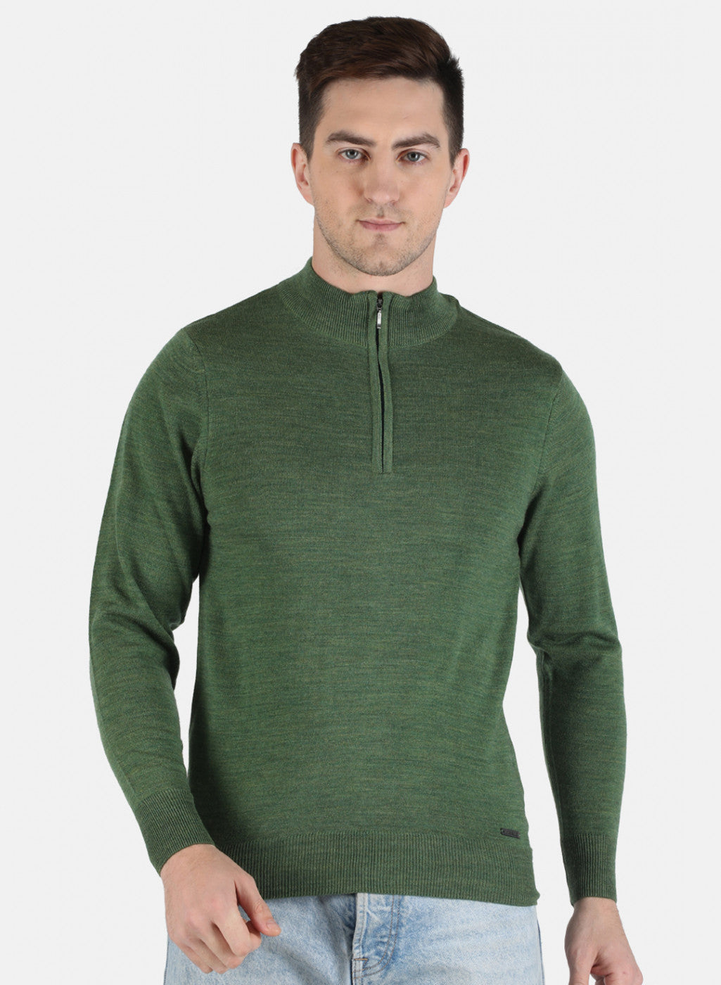 Men Olive Solid Pullover