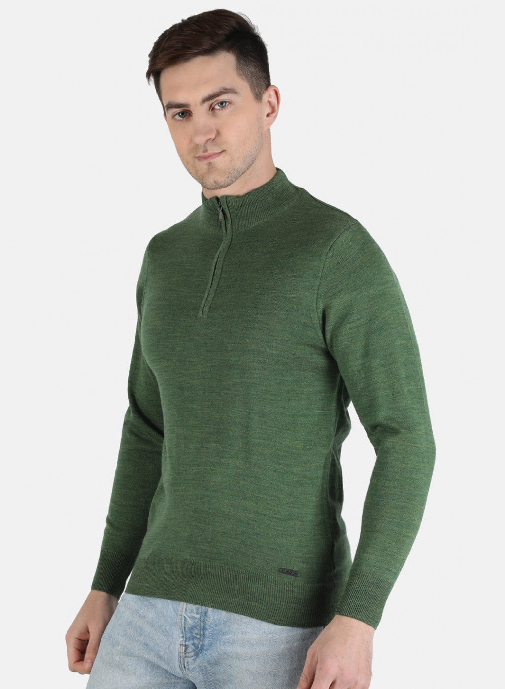 Men Olive Solid Pullover