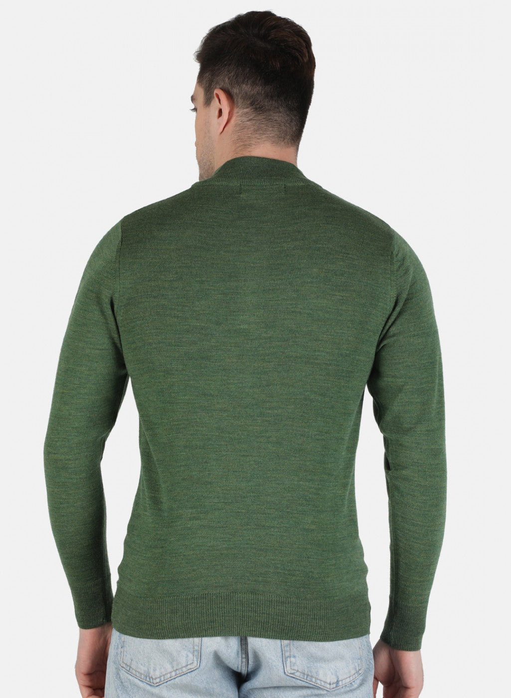 Men Olive Solid Pullover