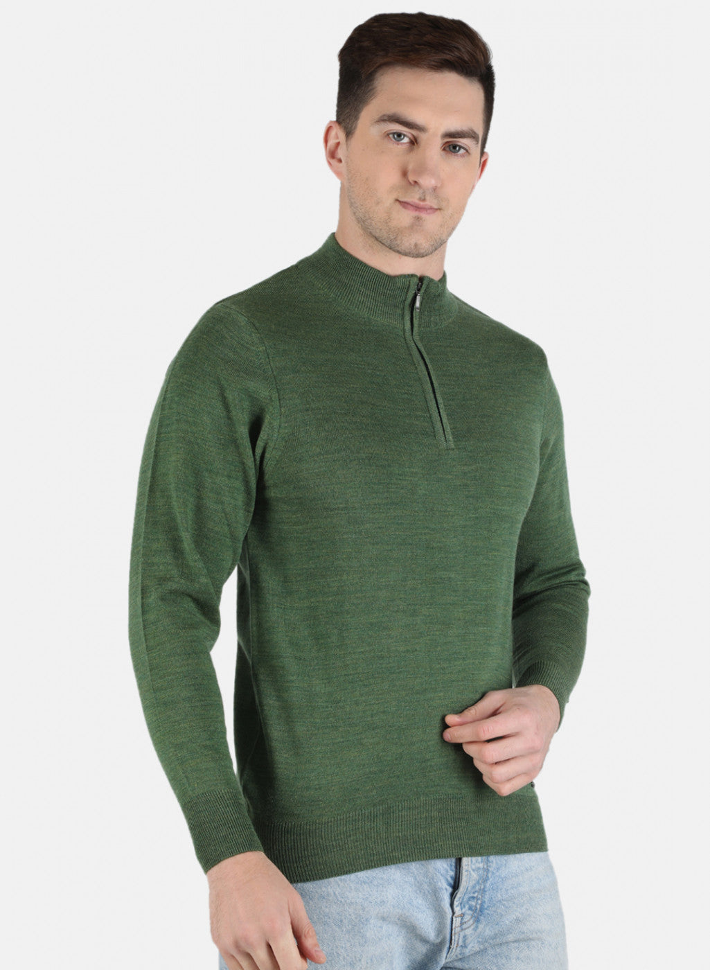 Men Olive Solid Pullover