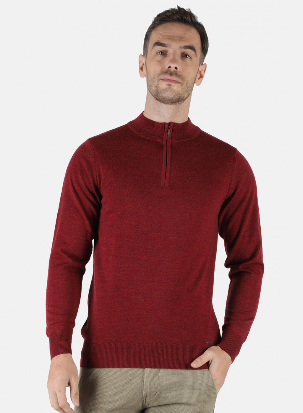 Men Maroon Solid Pullover