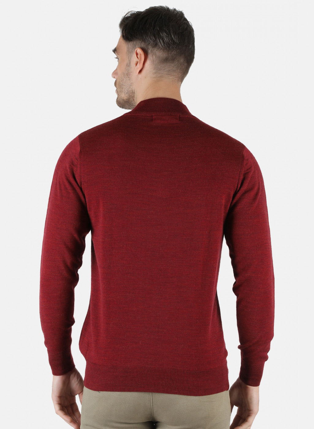 Men Maroon Solid Pullover