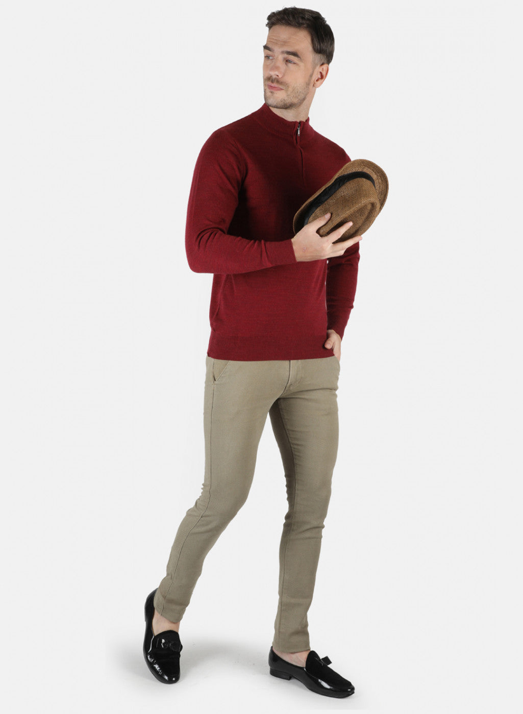 Men Maroon Solid Pullover