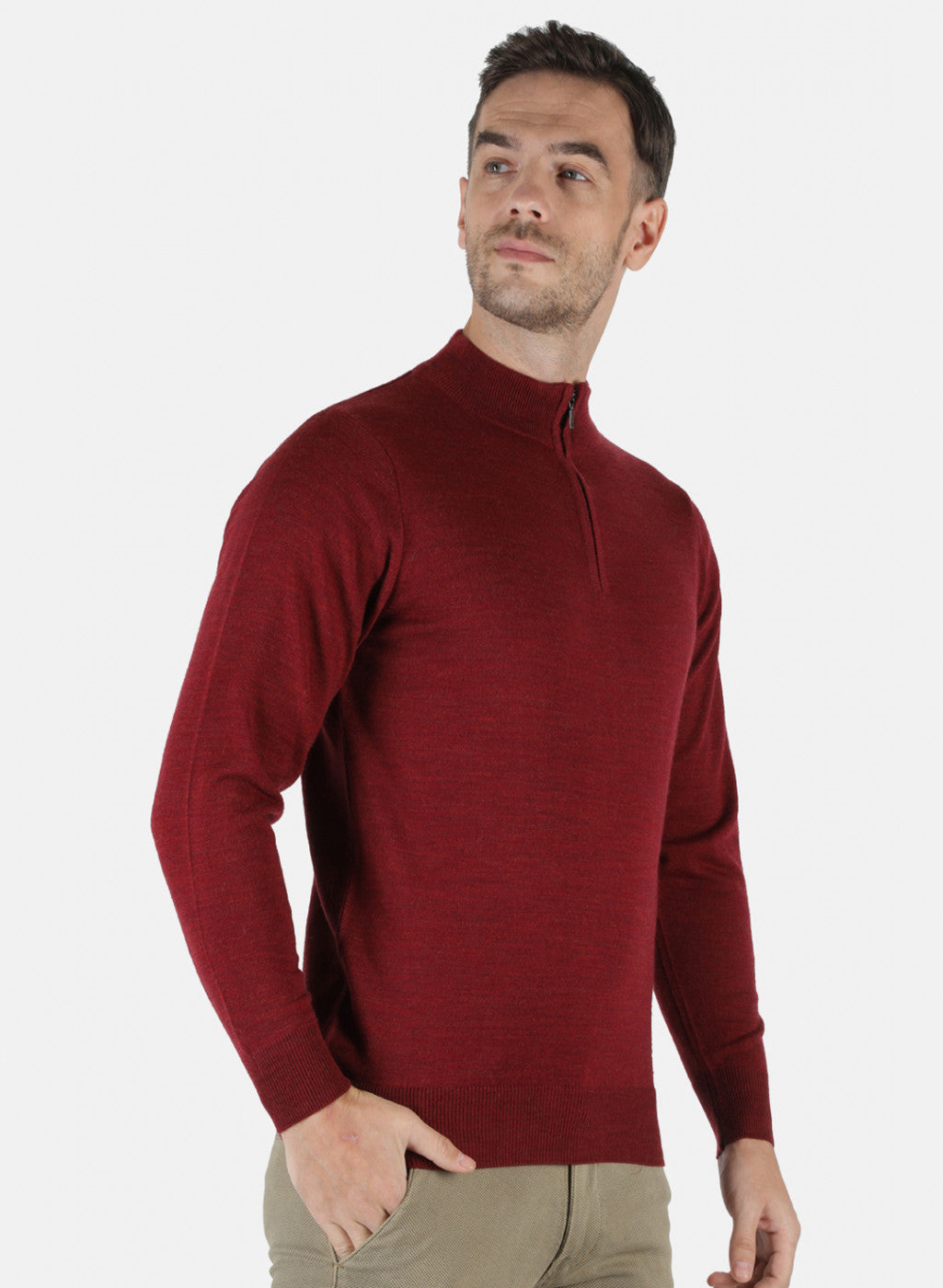 Men Maroon Solid Pullover