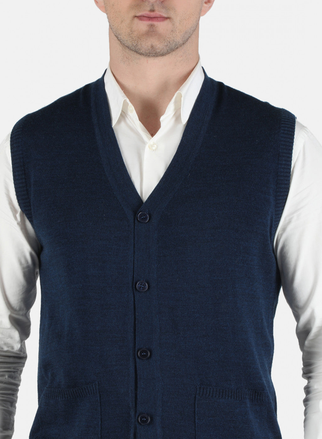 Men NAvy Blue Solid Cardigan