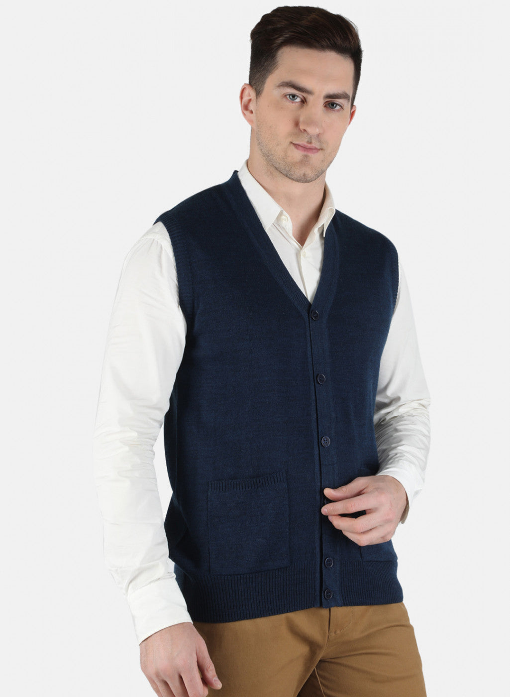 Men NAvy Blue Solid Cardigan