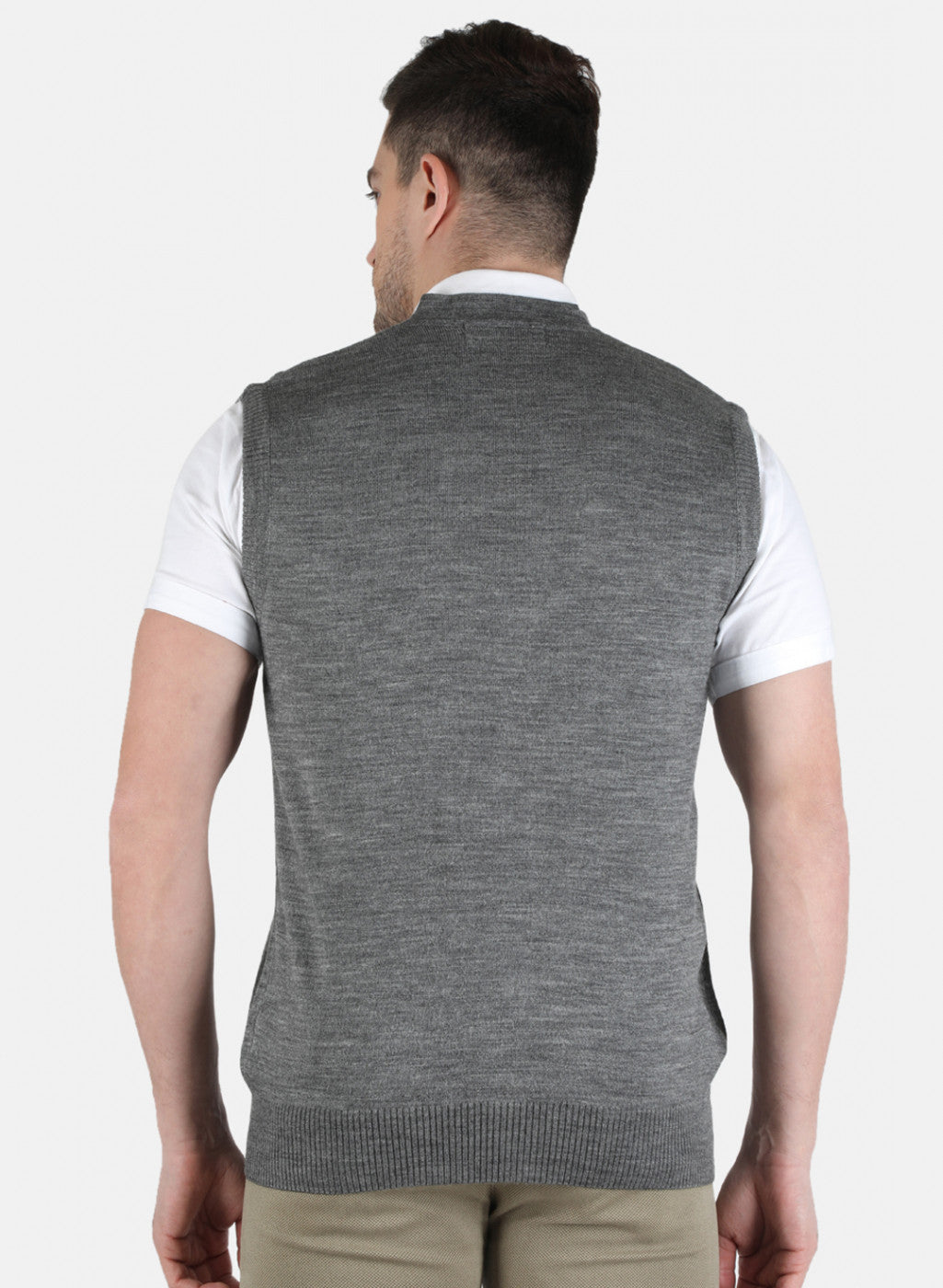 Men Grey Solid Cardigan