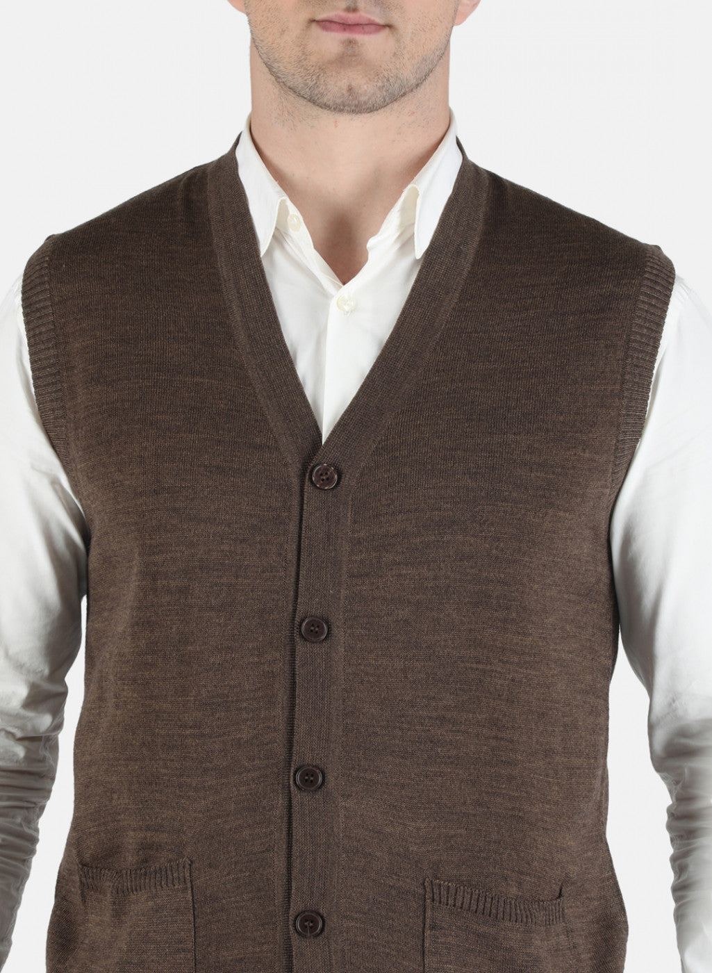 Men Brown Solid Cardigan