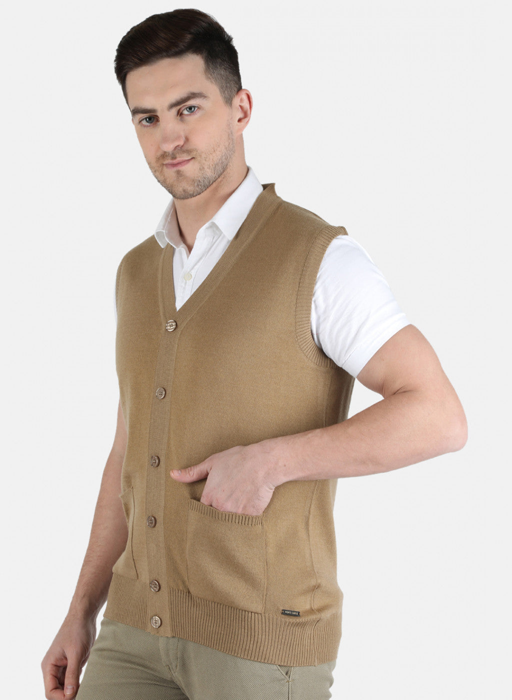 Men Brown Solid Cardigan