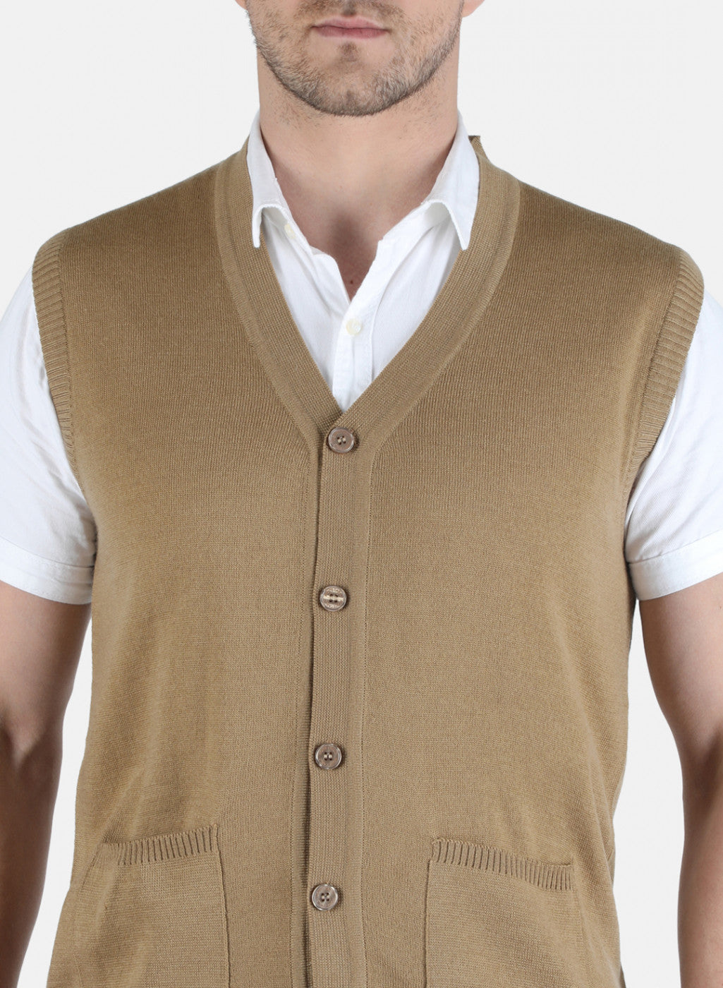 Men Brown Solid Cardigan