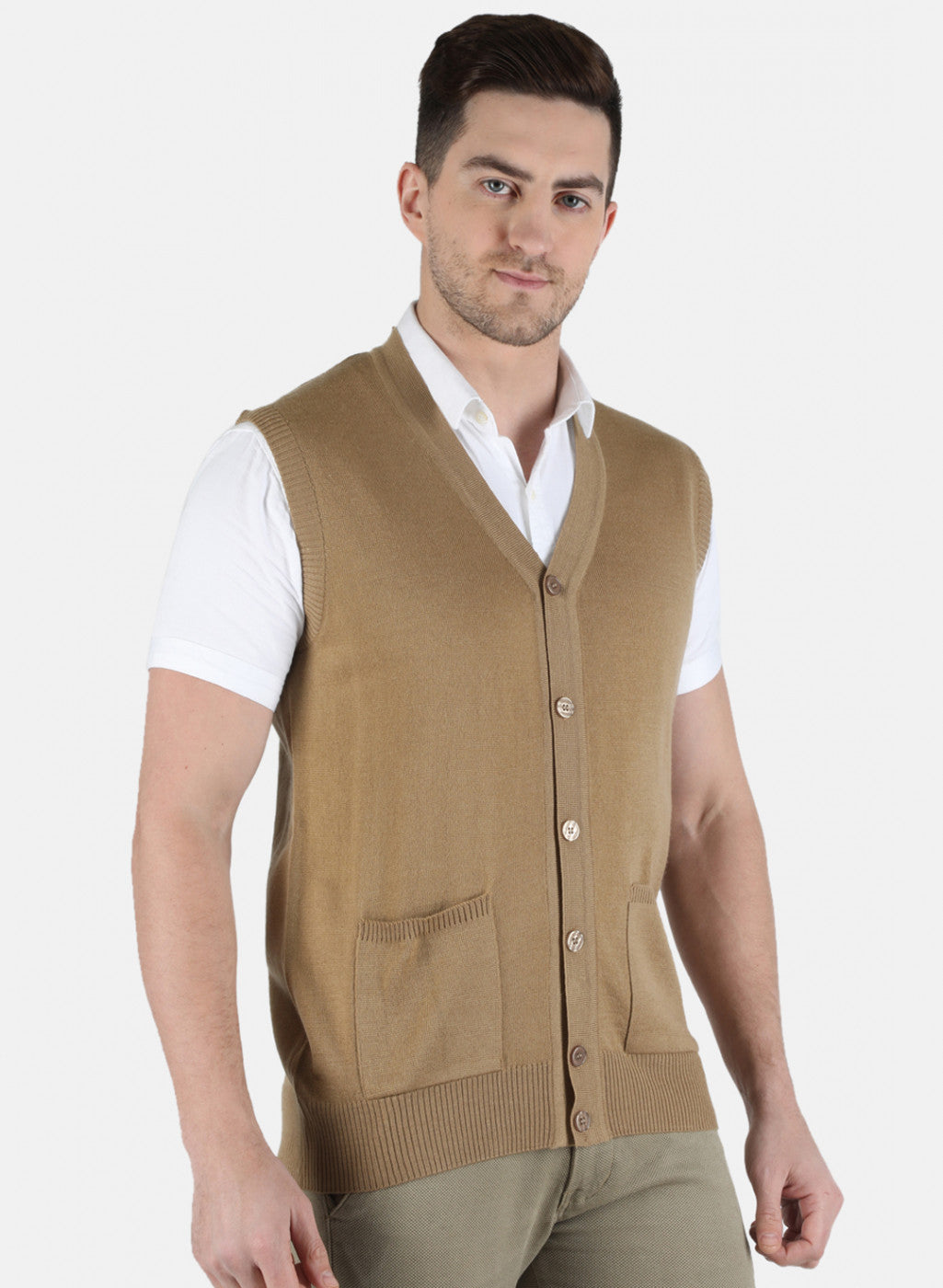 Men Brown Solid Cardigan