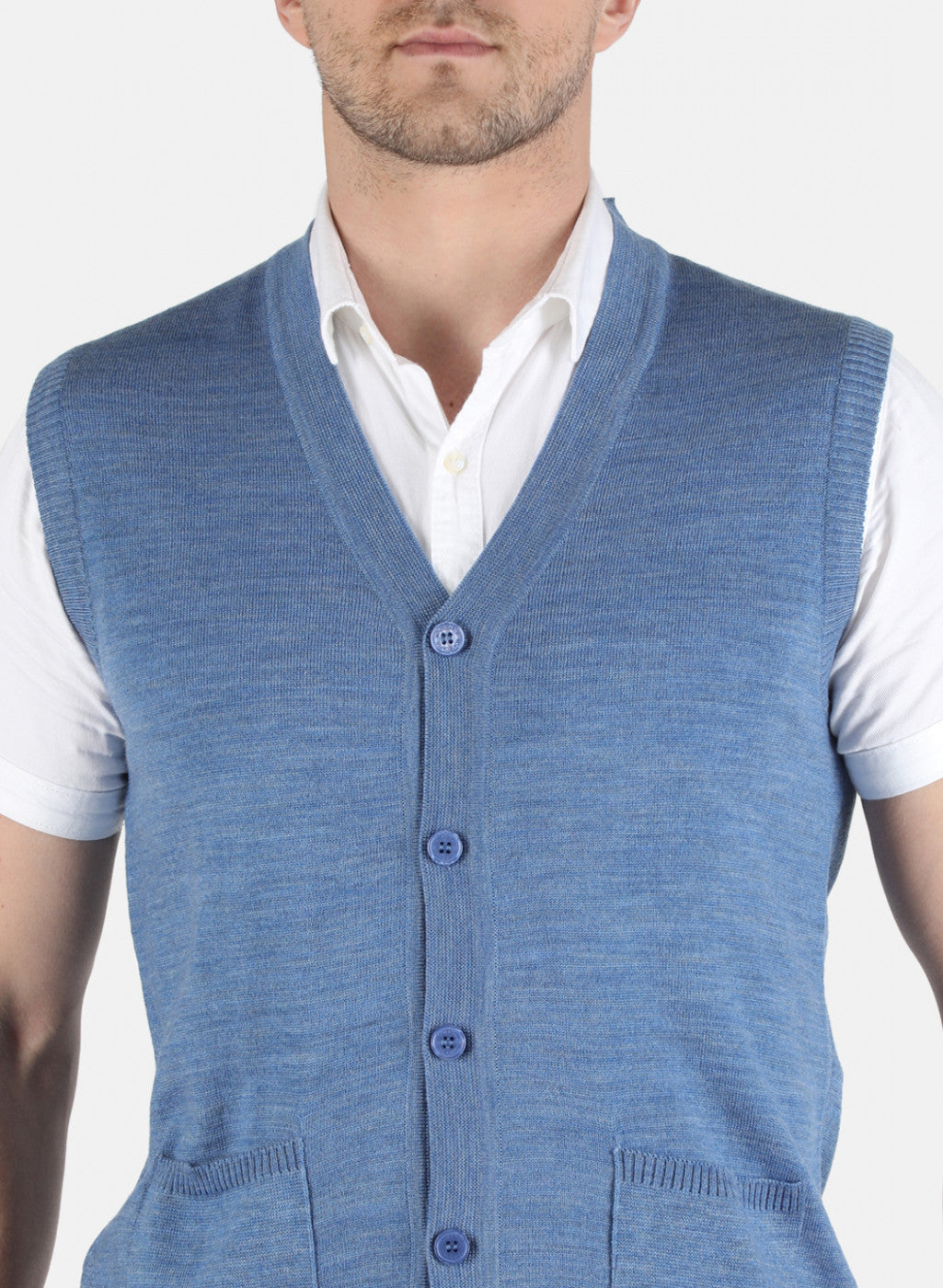 Men Blue Solid Cardigan