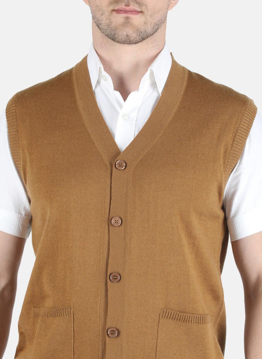 Men Brown Solid Cardigan