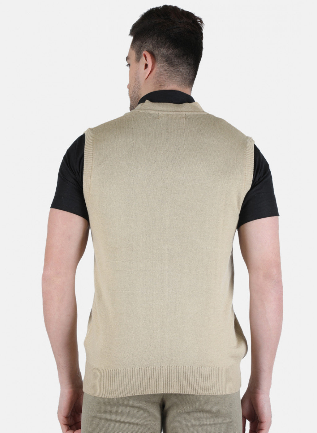 Men Beige Solid Cardigan