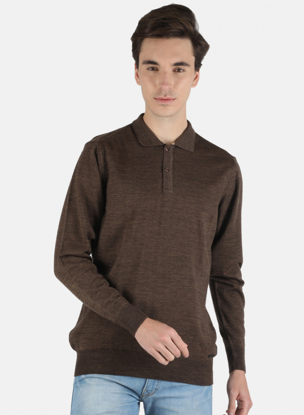 Men Brown Solid T-Shirt