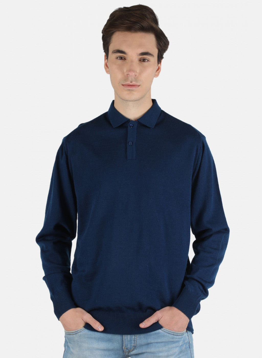 Men Blue Solid T-Shirt