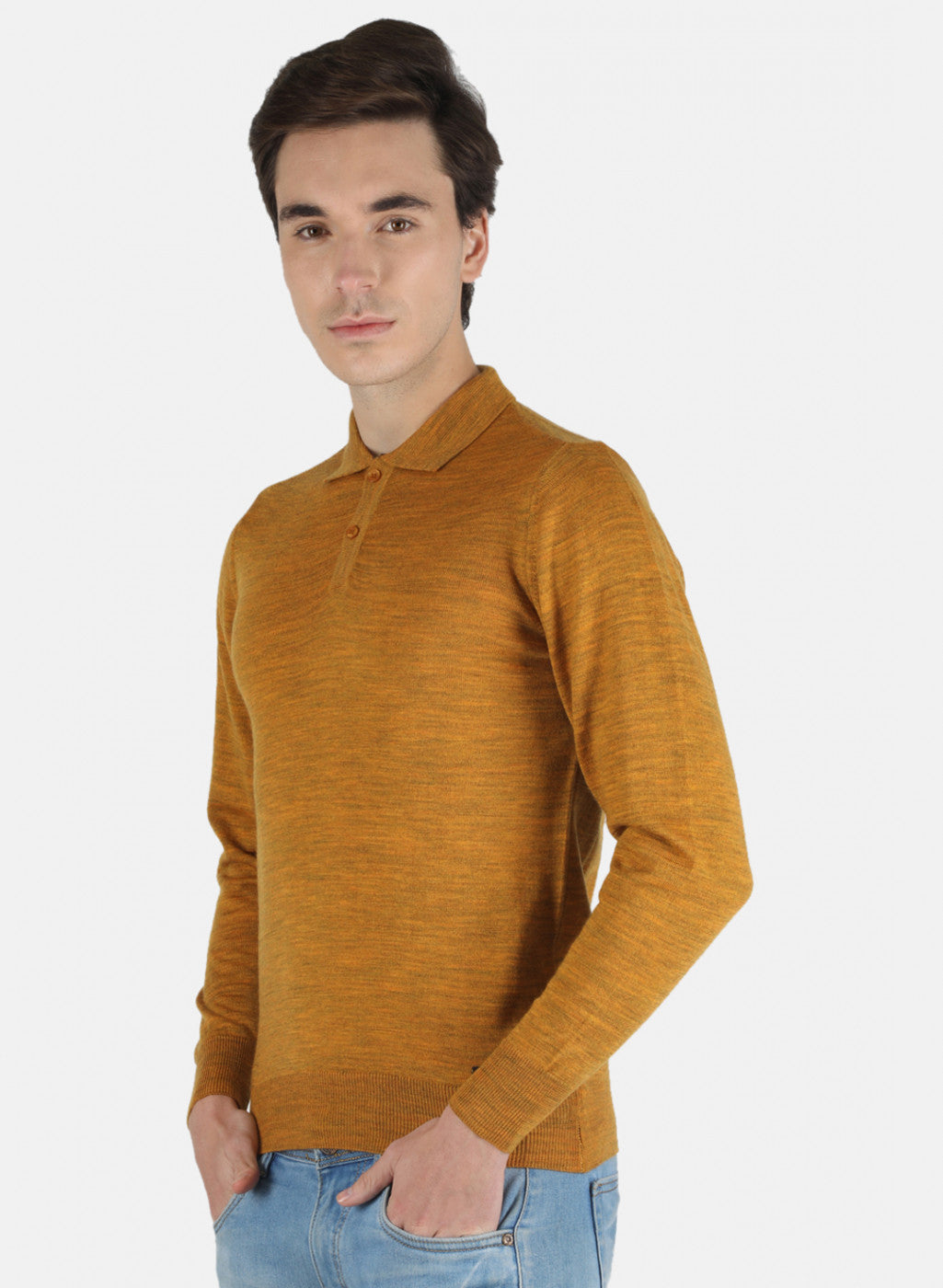 Men Yellow Solid T-Shirt