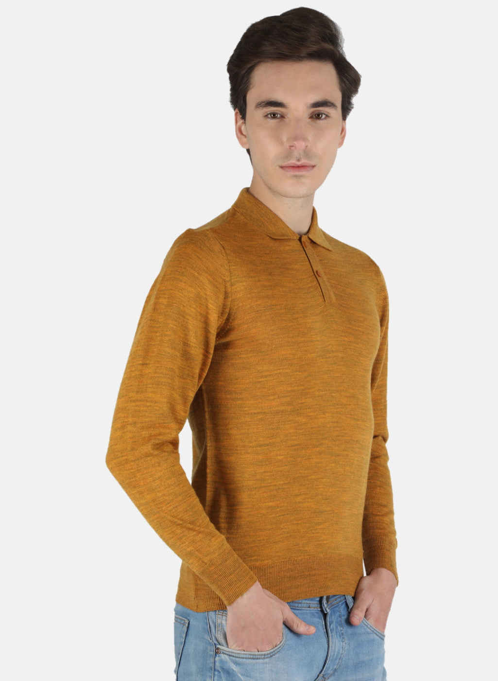 Men Yellow Solid T-Shirt