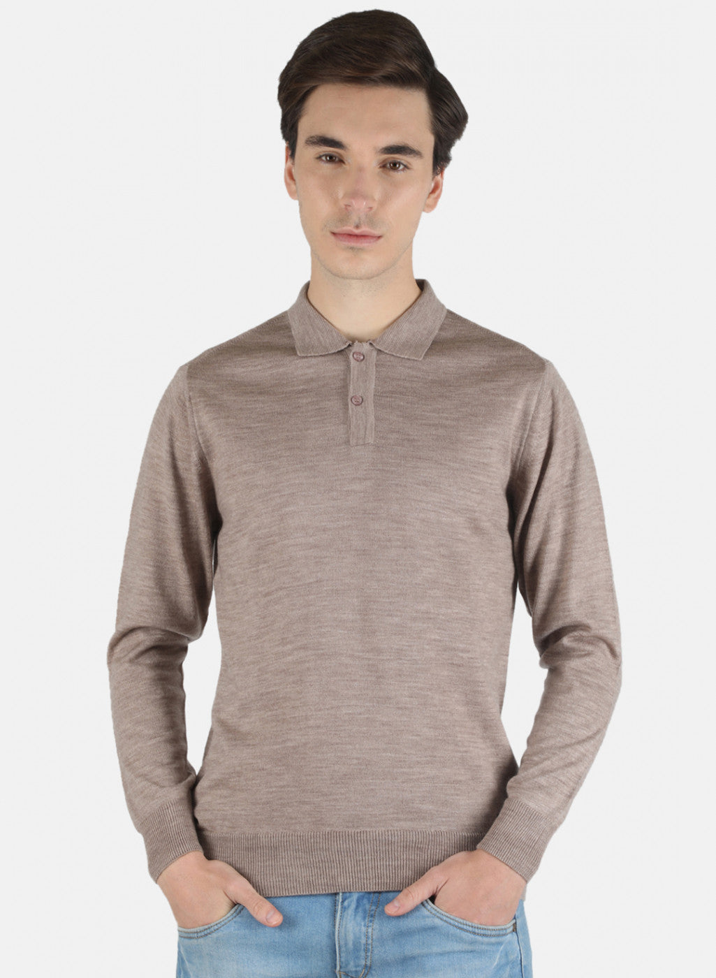 Men Beige Solid T-Shirt