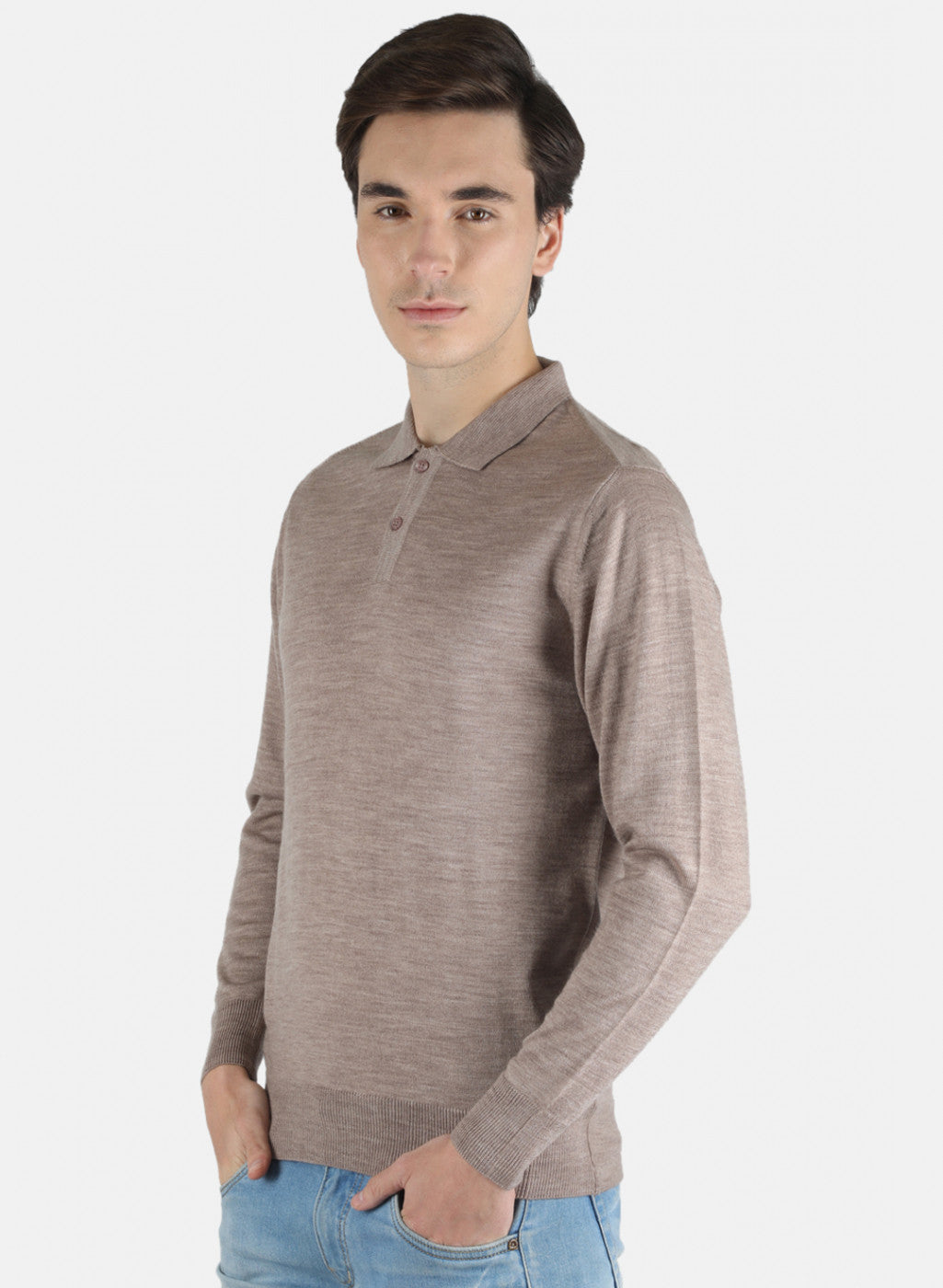 Men Beige Solid T-Shirt