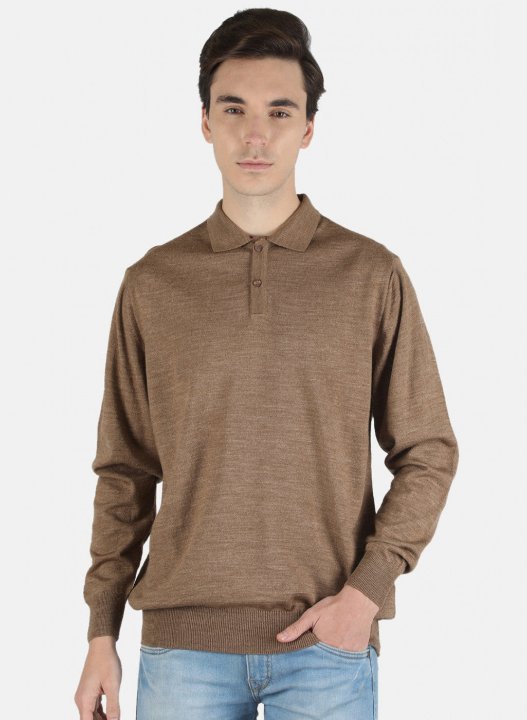 Men Khaki Solid T-Shirt