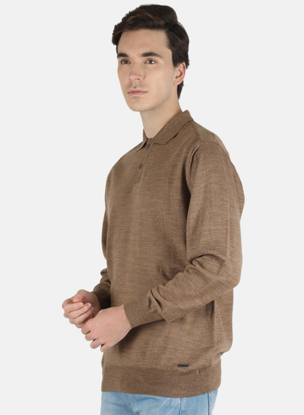 Men Khaki Solid T-Shirt