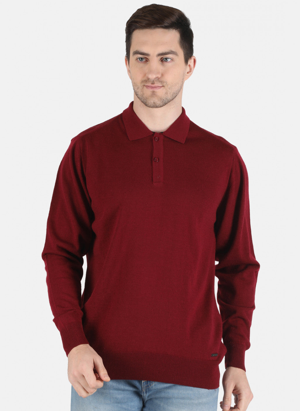 Men Maroon Solid T-Shirt