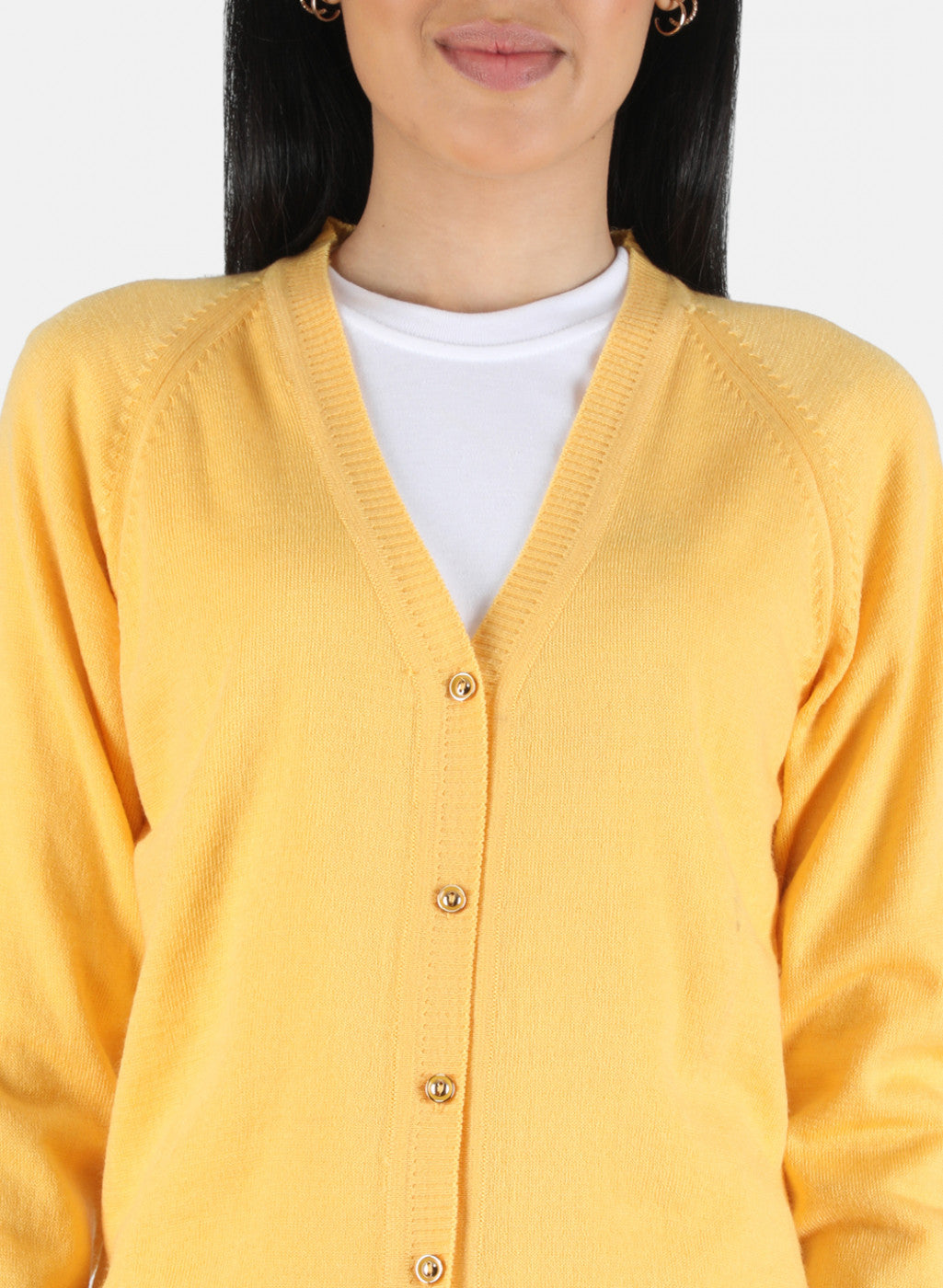 Women Yellow Solid Cardigan