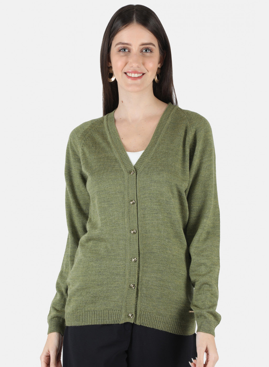 Women Olive Solid Cardigan