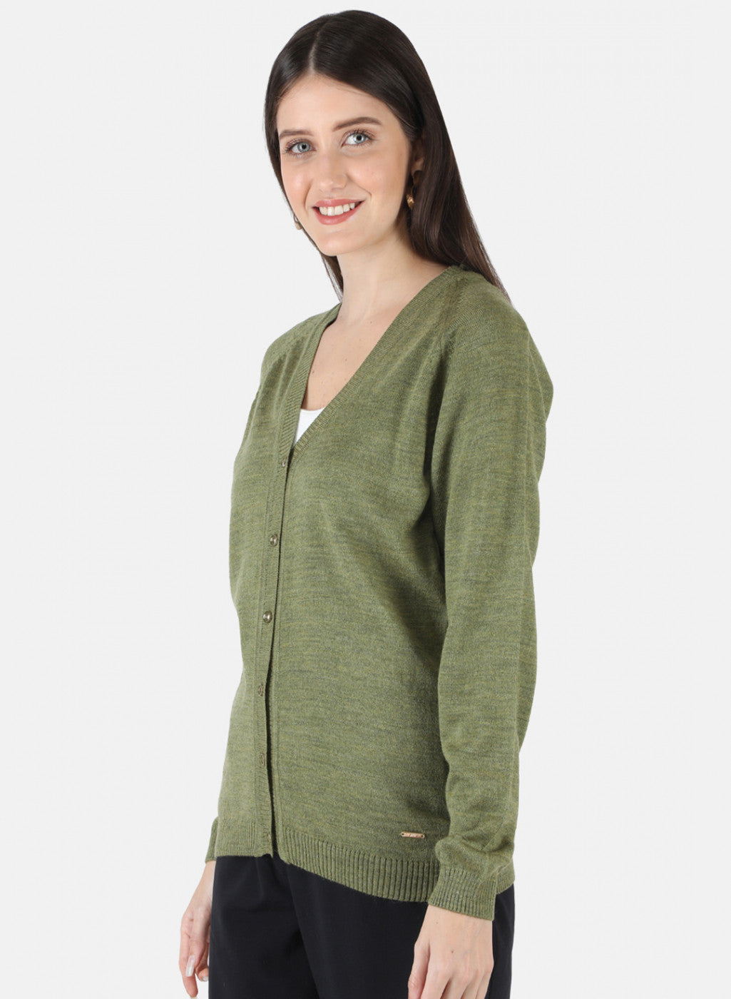 Women Olive Solid Cardigan