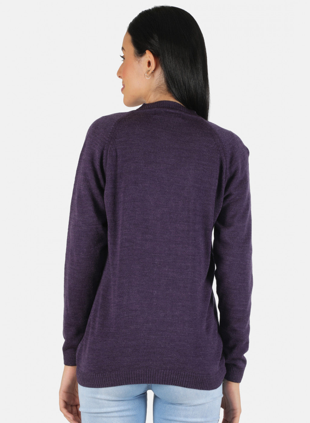 Women Purple Solid Cardigan