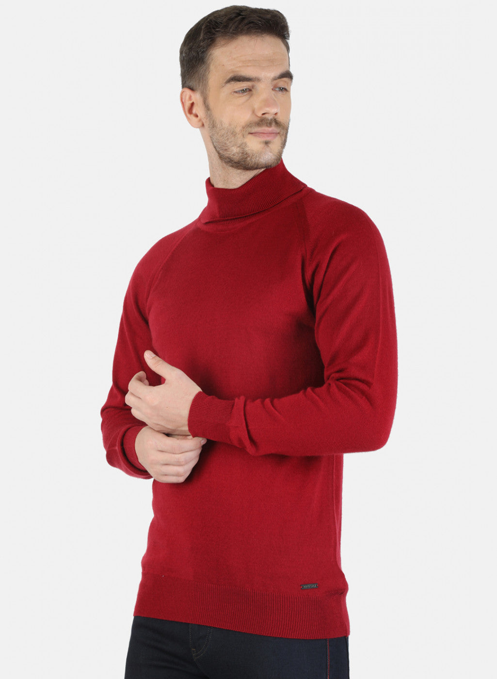 Men Maroon Solid Pullover