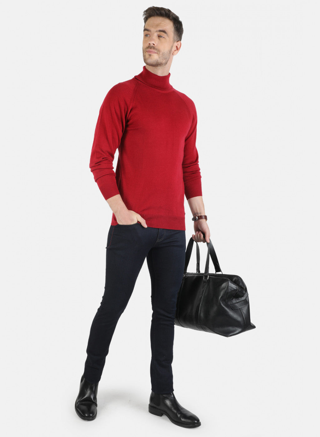 Men Maroon Solid Pullover