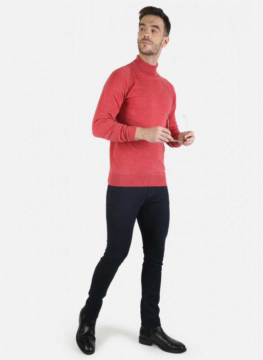 Men Red Solid Pullover