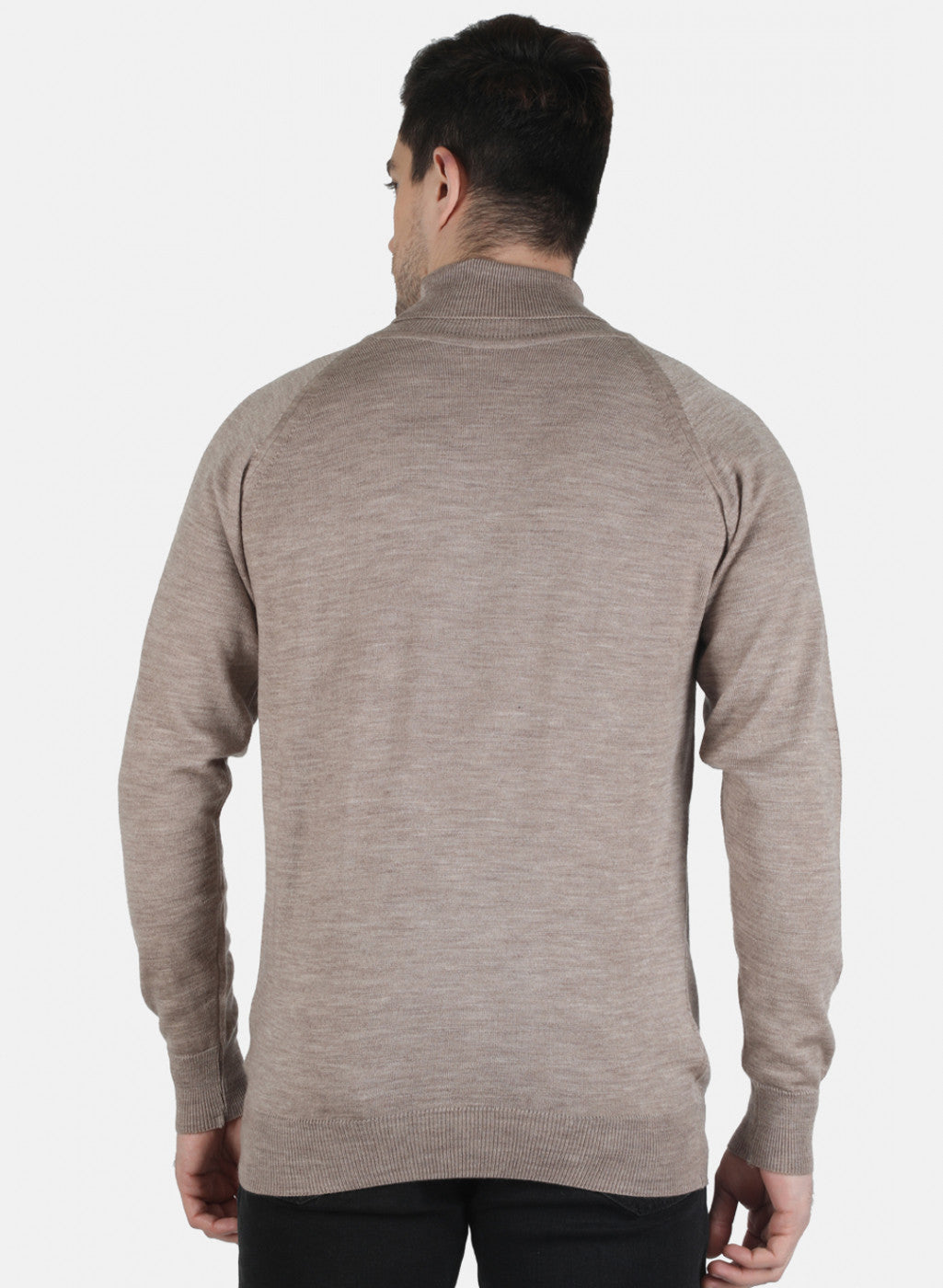 Men Beige Solid Pullover