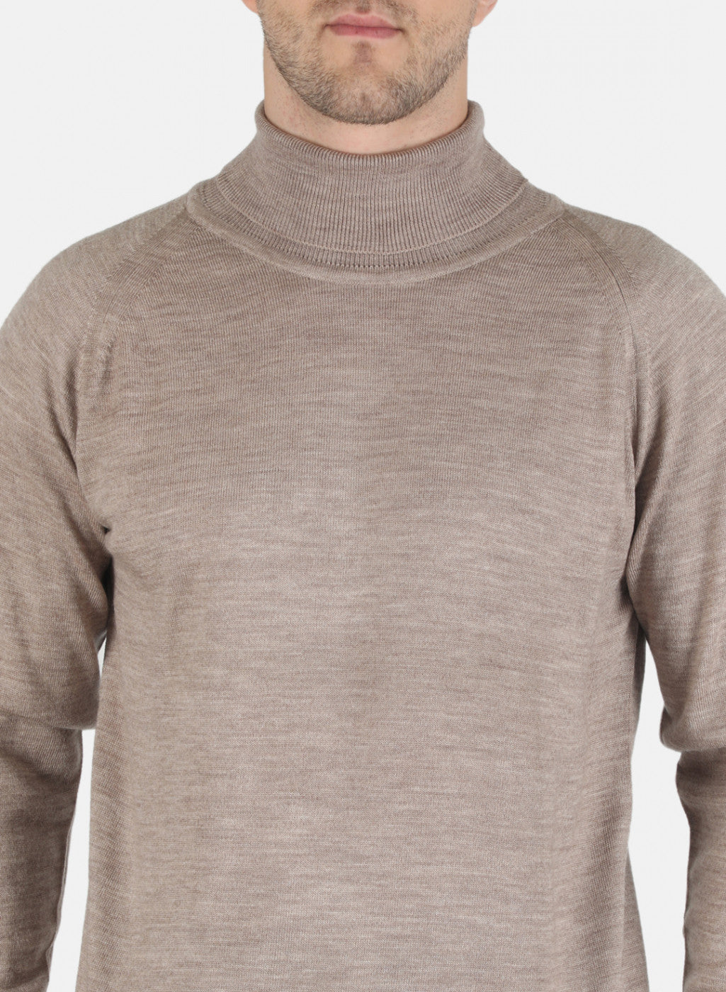 Men Beige Solid Pullover