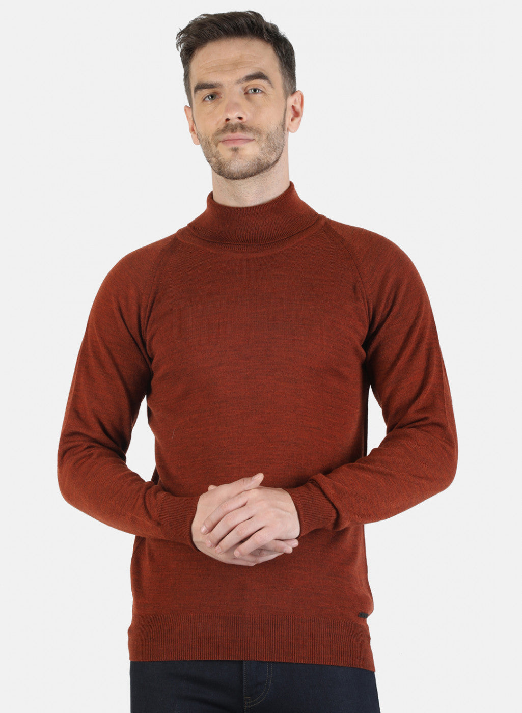 Men Brown Solid Pullover