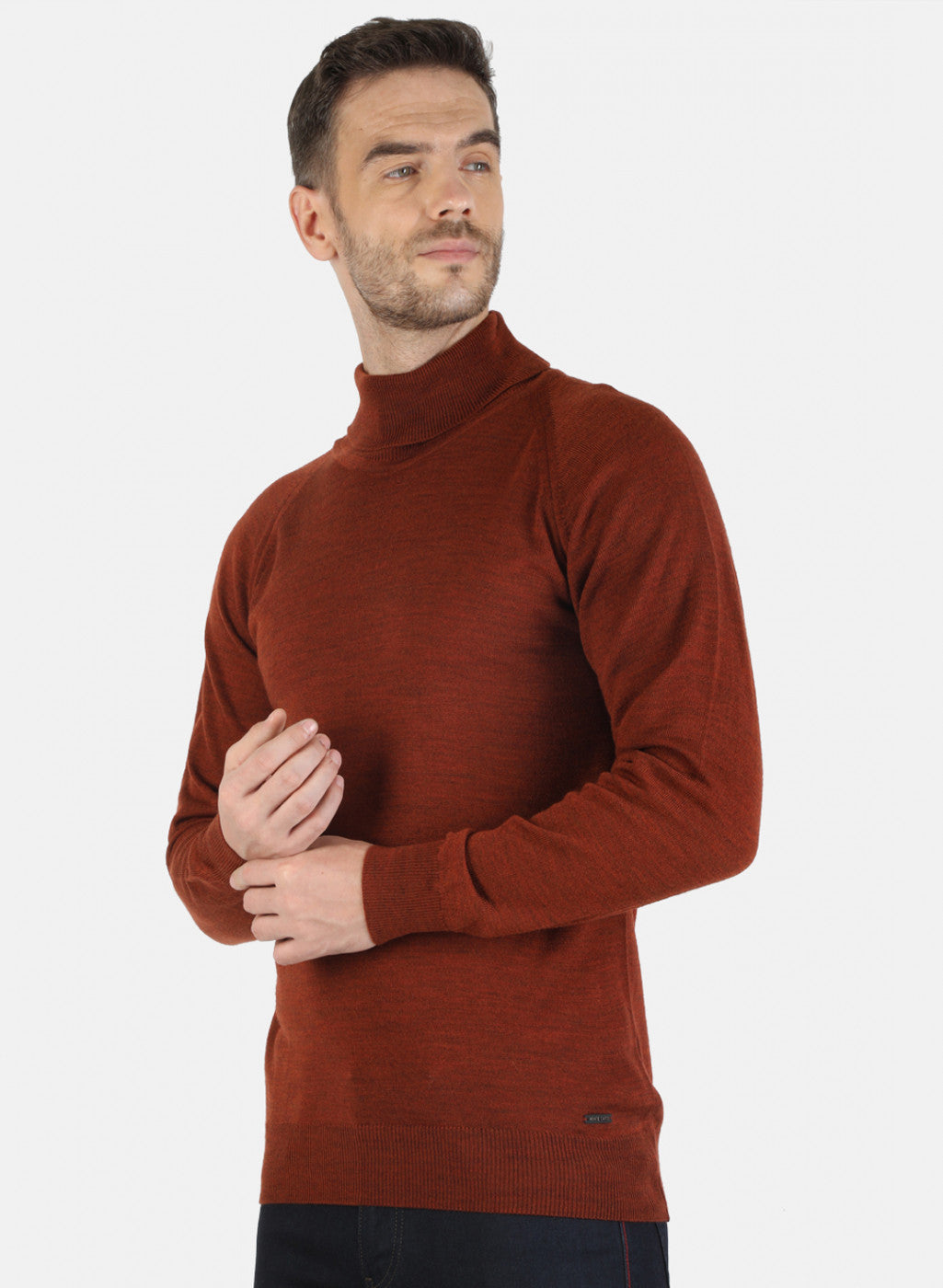 Men Brown Solid Pullover