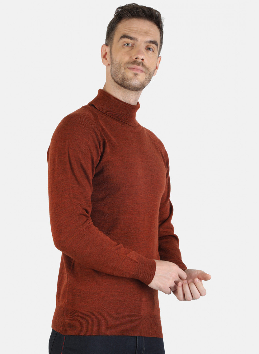 Men Brown Solid Pullover