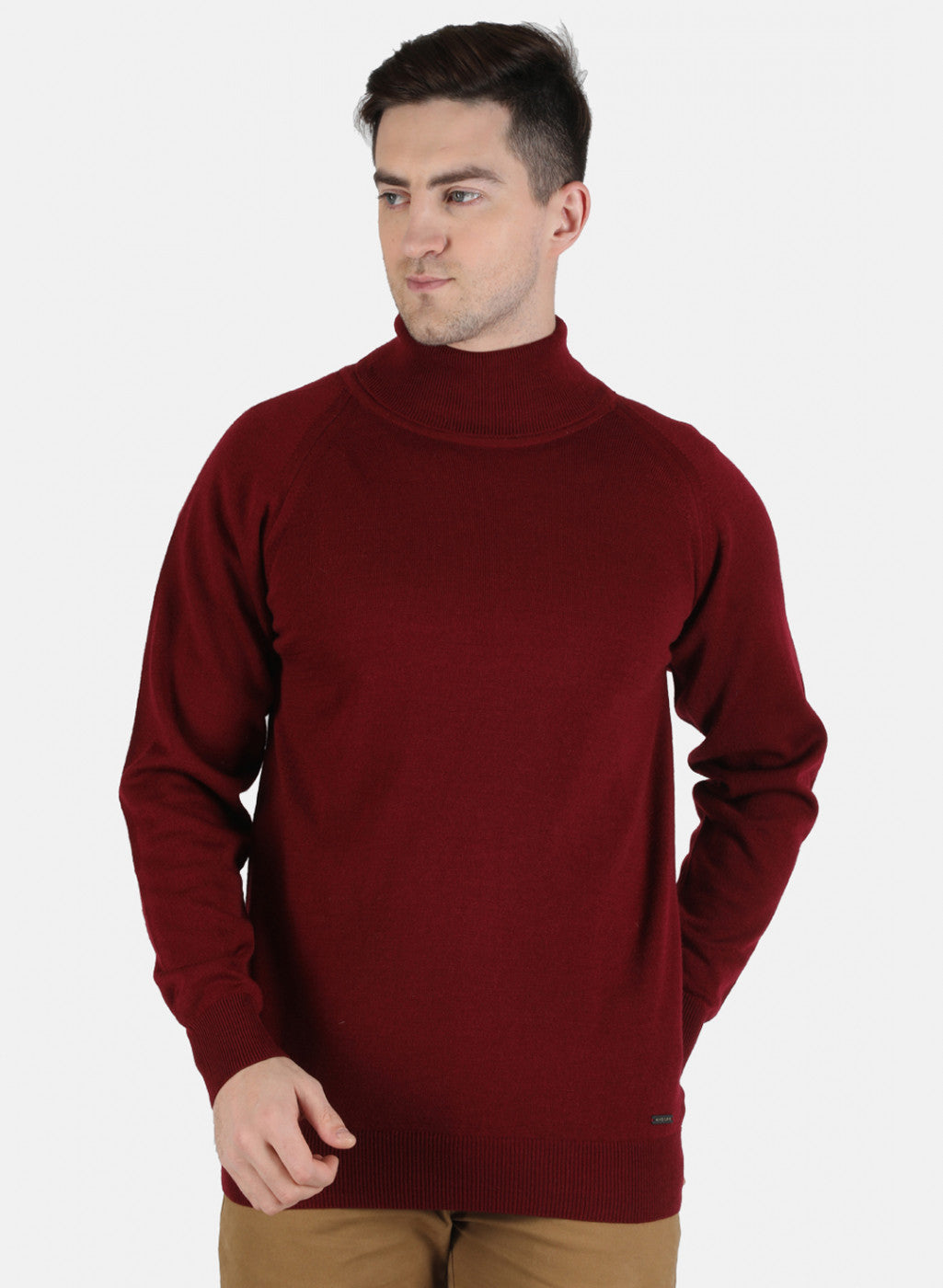 Men Maroon Solid Pullover