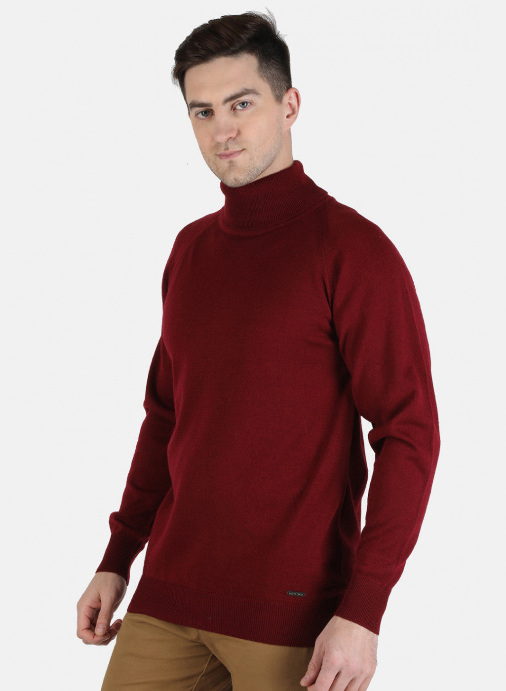 Men Maroon Solid Pullover