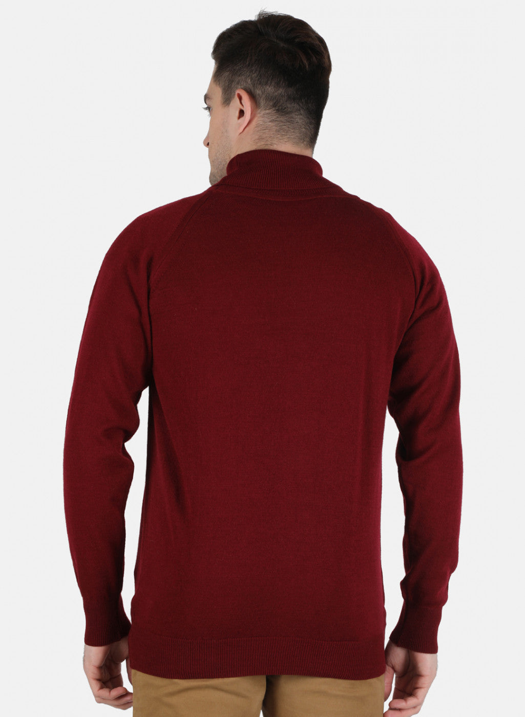 Men Maroon Solid Pullover