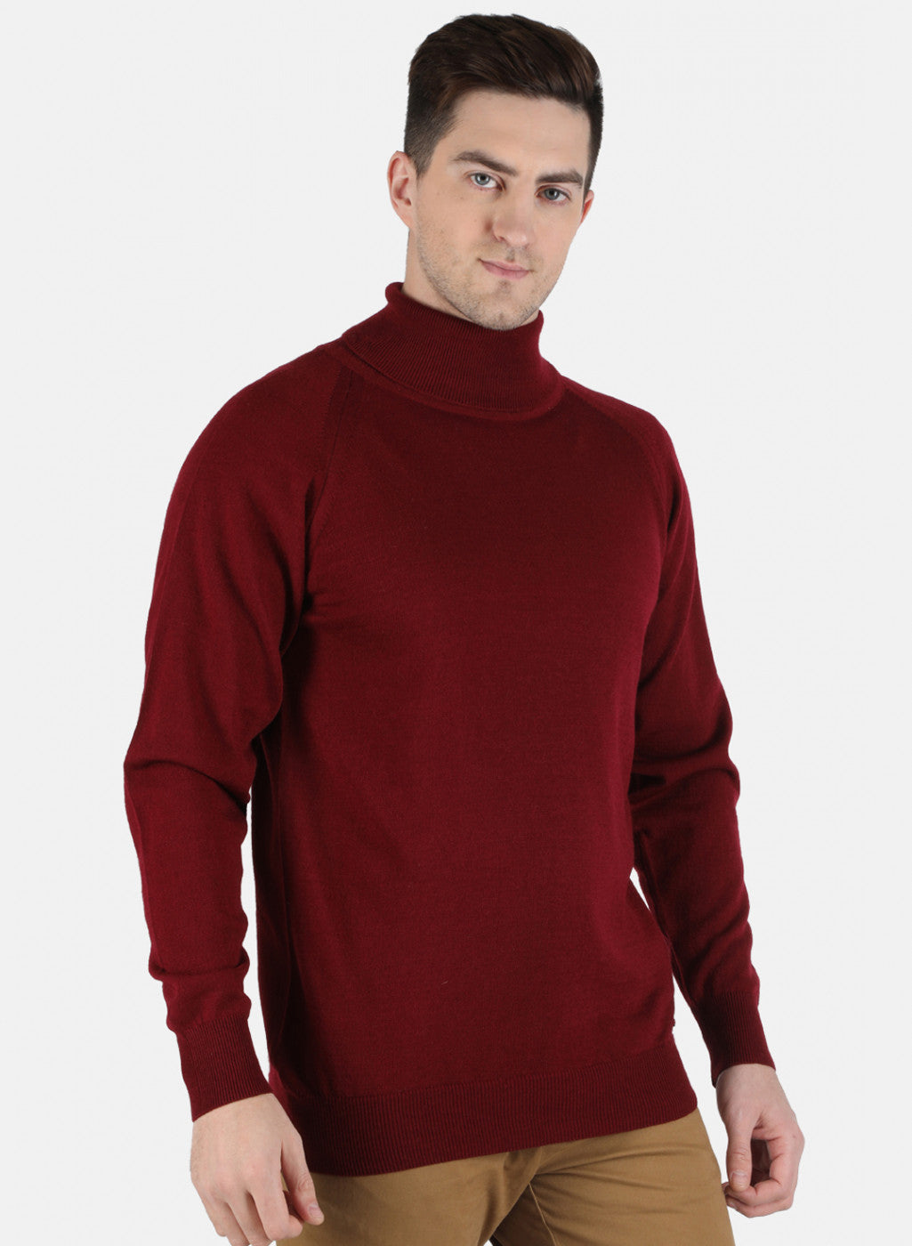 Men Maroon Solid Pullover